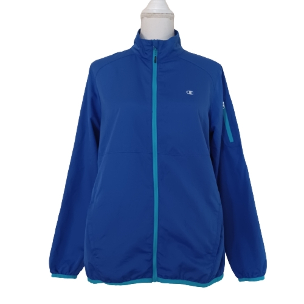 CHAMPION ELITE Blue Sporty Windbreaker Athletic Gear Jogging Jacket Zipper Top